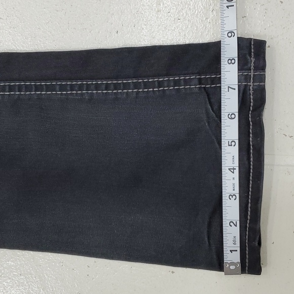 MEK Denim black jeans women's sz 26 x 36L Lyon easy bootcut distressed low rise - Picture 3 of 12